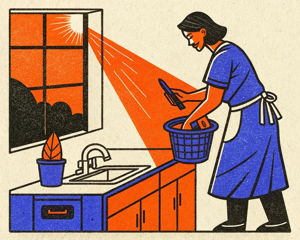 Illustration: Cleaning companies. Every call answered by the AI Front Desk.
