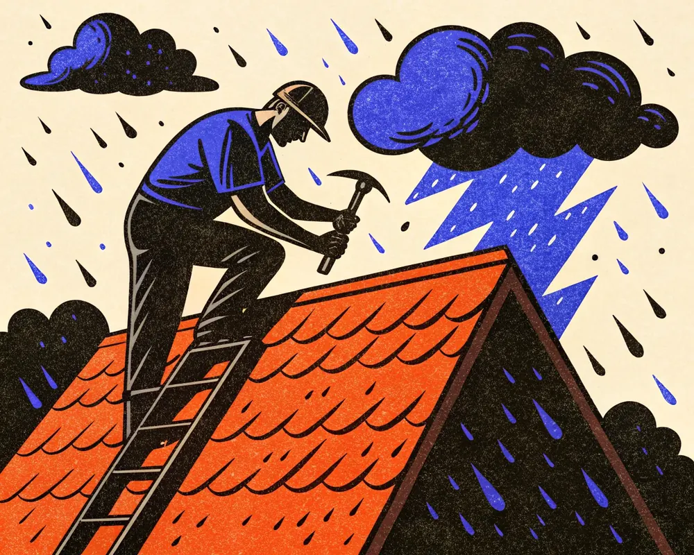 Illustration: Roofers. Every call answered.