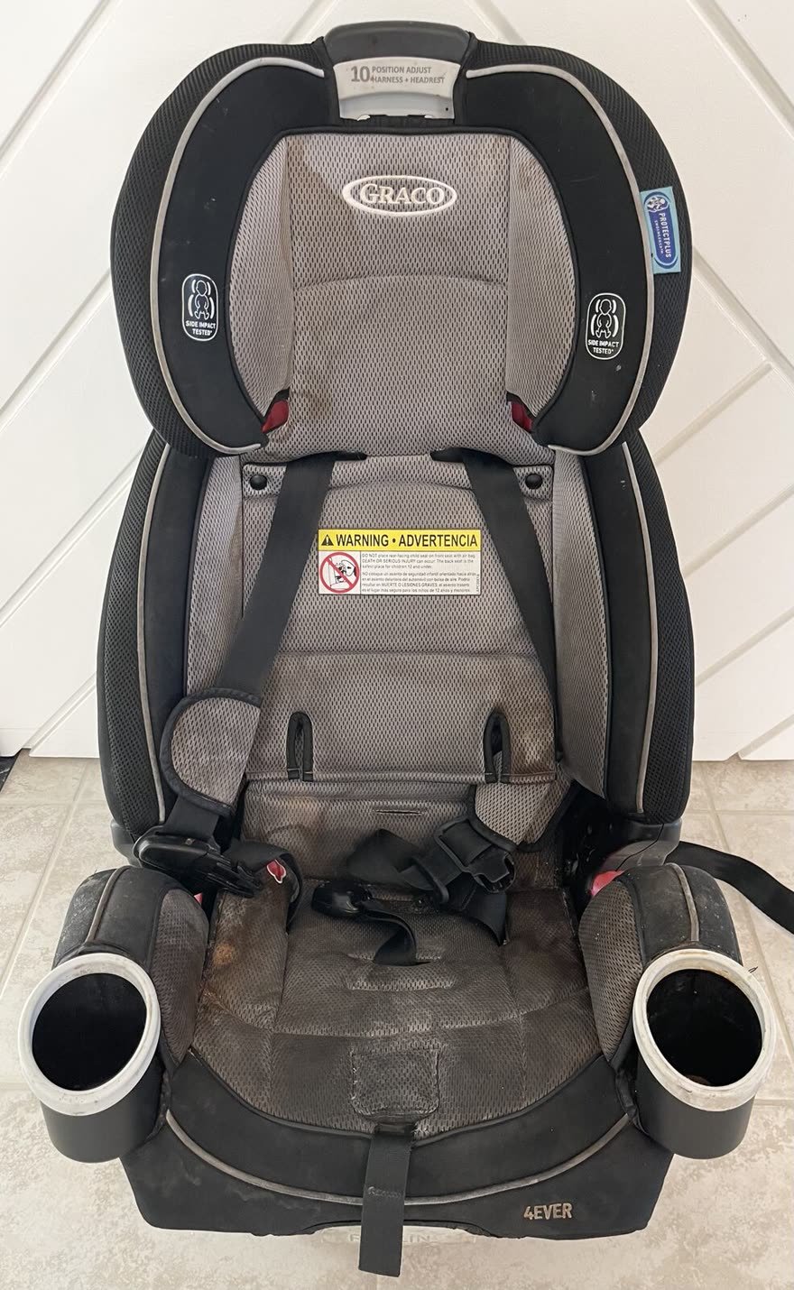 Car seat before cleaning